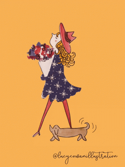 Woman Holding Bouquet Of Flowers Lucy GIF
