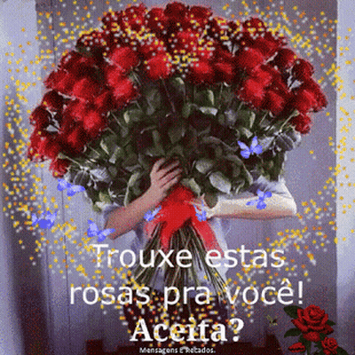 Woman Holding Bouquet Of Red Roses GIF