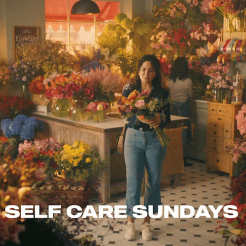 Woman Holding Bouquet Self Care Sundays GIF