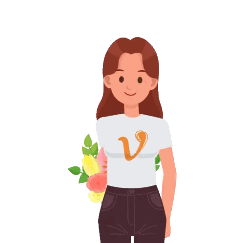 Woman Holding Bouquet Wearing V Shirt Sticker