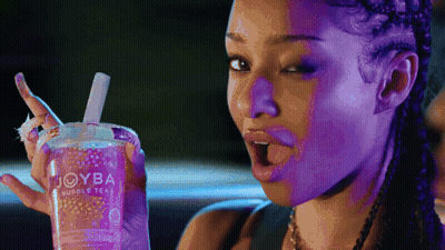 Woman Holding Bubble Tea With Straw GIF