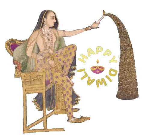 Woman Holding Candle Happy Diwali Sticker