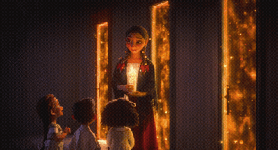 Woman Holding Candle In Front Of Girls GIF