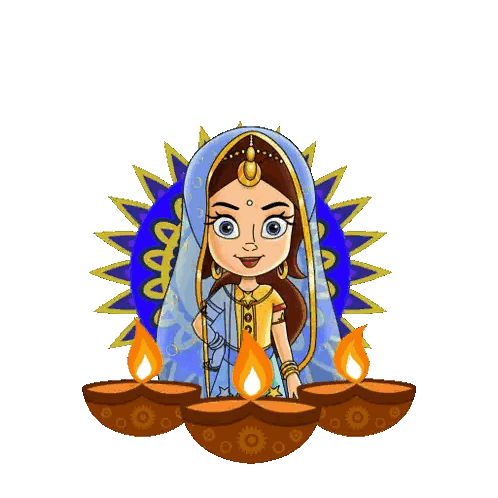 Woman Holding Candle Shubh Deepavali Sticker