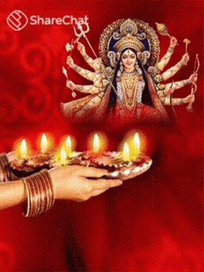 Woman Holding Candles With ShareChat Logo GIF