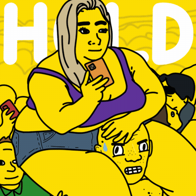 Woman Holding Cell Phone Saying Hold GIF