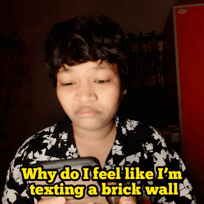 Woman Holding Cell Phone Why Do I Feel Like I'm Texting A Brick Wall GIF