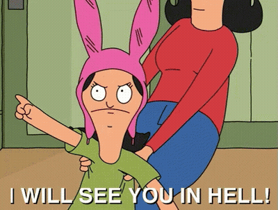 Woman Holding Child Saying I Will See You In Hell GIF