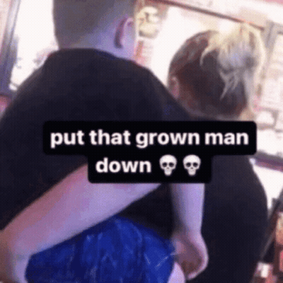 Woman Holding Child Saying Put That Grown Man Down GIF
