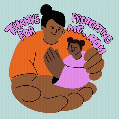 Woman Holding Child Thanks For Protecting Mom GIF