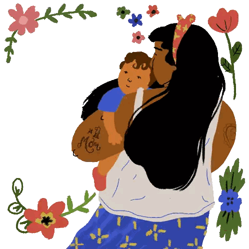 Woman Holding Child With Mom On Stomach Sticker