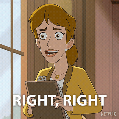 Woman Holding Clipboard Saying Right Right GIF