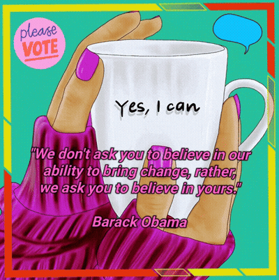 Woman Holding Coffee Cup Barack Obama Quote GIF