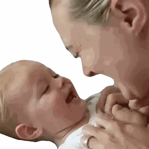 Woman Holding Crying Baby Sticker