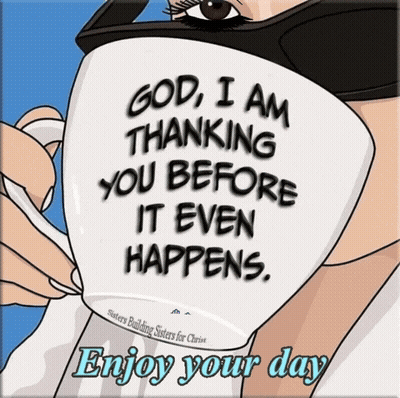 Woman Holding Cup Saying Thank You GIF