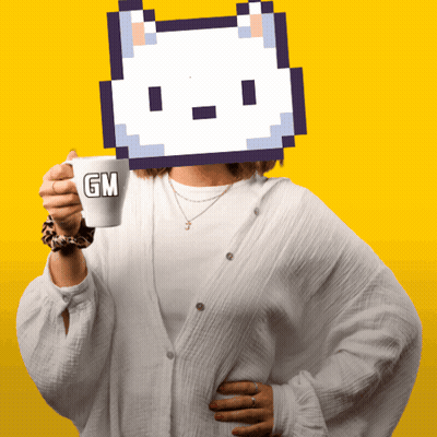 Woman Holding Cup With GM GIF