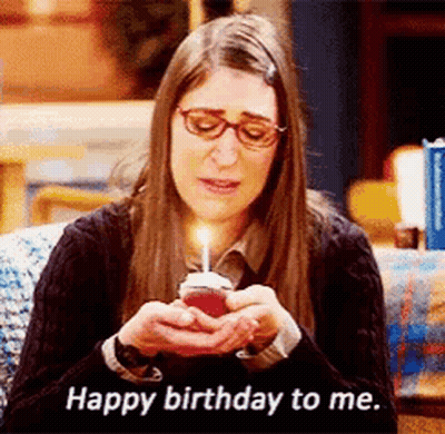 Woman Holding Cupcake Saying Happy Birthday To Me GIF