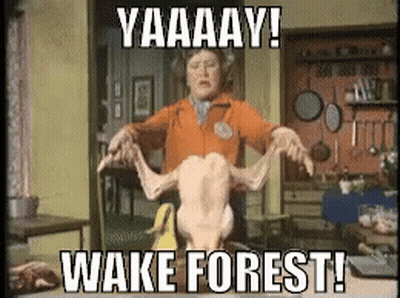 Woman Holding Dead Chicken Saying Yaaaay Wake Forest GIF