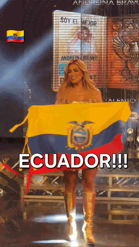 Woman Holding Ecuador Flag GIF
