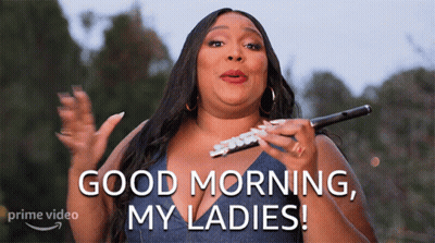 Woman Holding Flute Saying Good Morning My Ladies GIF