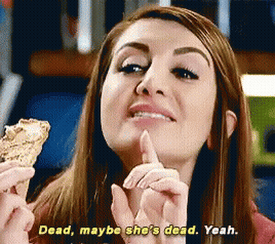 Woman Holding Food Dead Maybe She's Dead Yeah GIF