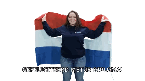 Woman Holding Gefeliciteerd Met Je Diploma Flag Sticker