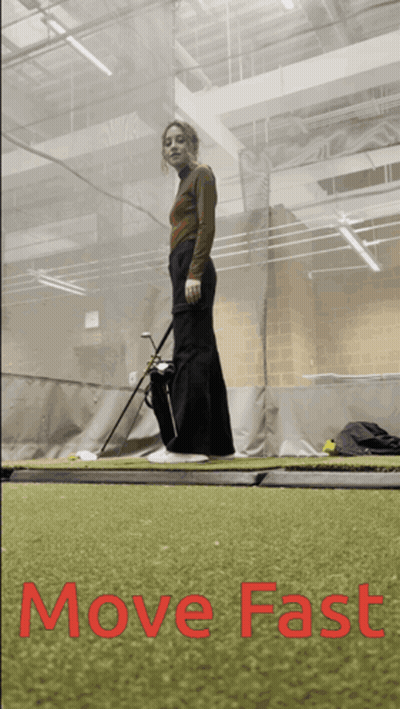 Woman Holding Golf Club In Gym GIF