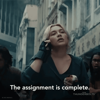 Woman Holding Guinea Pig Says Assignment Complete Thunderbolts GIF