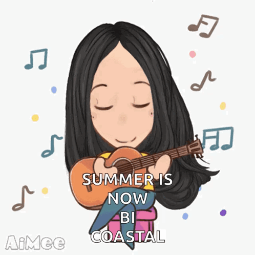 Woman Holding Guitar Saying Summer Is Now Bi Coastal GIF