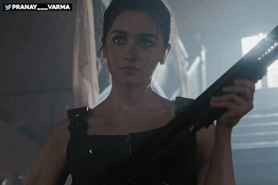 Woman Holding Gun At Pranay Sign GIF