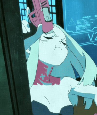 Woman Holding Gun In Front Of V2 Screen GIF