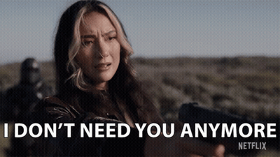 Woman Holding Gun Saying I Don't Need You Anymore GIF