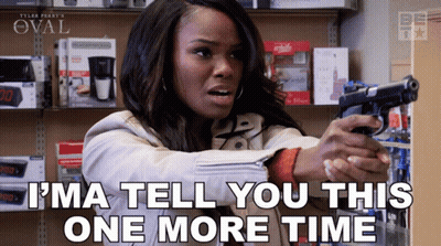 Woman Holding Gun Saying I'm Telling You This One More Time GIF