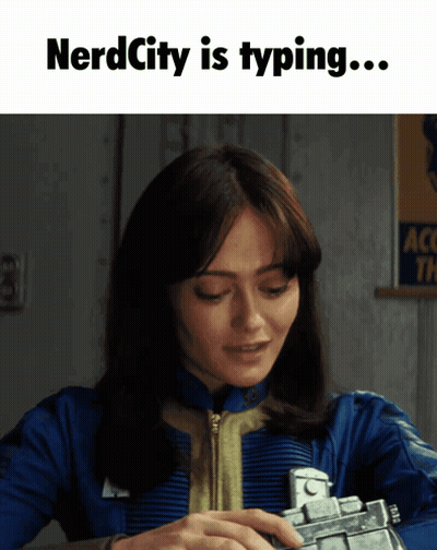 Woman Holding Gun Saying Nerdcity Is Typing GIF
