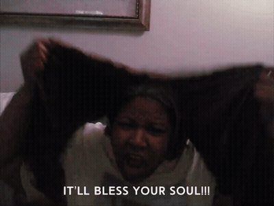 Woman Holding Hair Saying It'll Bless Your Soul GIF