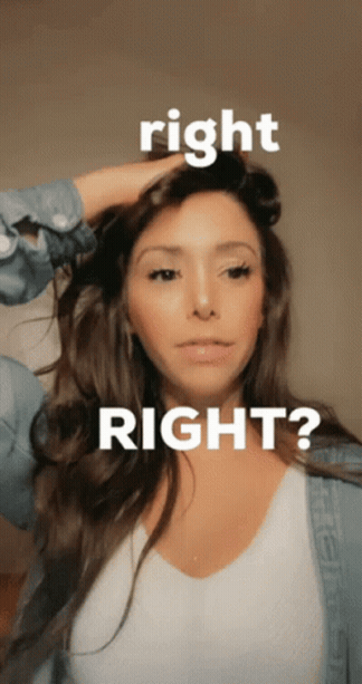 Woman Holding Hair Saying Right Right GIF