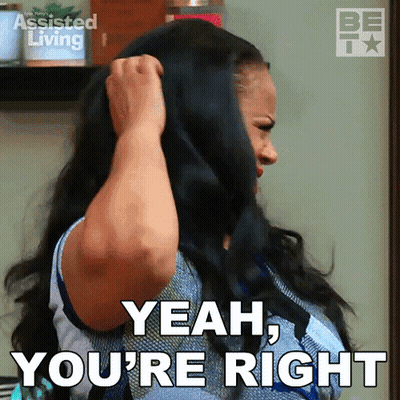 Woman Holding Hair Saying Yeah You're Right GIF