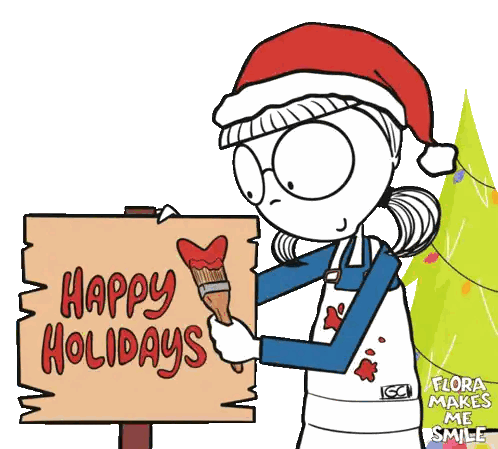 Woman Holding Happy Holidays Sign Sticker