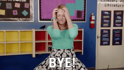 Woman Holding Head Saying Bye GIF