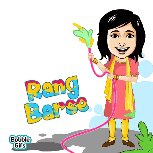 Woman Holding Hose With Rang Barse Sticker
