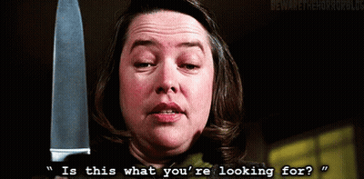 Woman Holding Knife Saying Is This What You're Looking For GIF