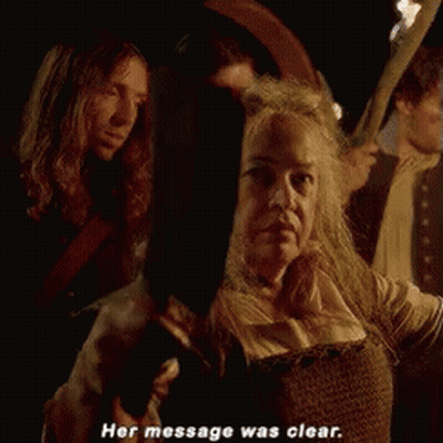 Woman Holding Knife Says Her Message Was Clear GIF