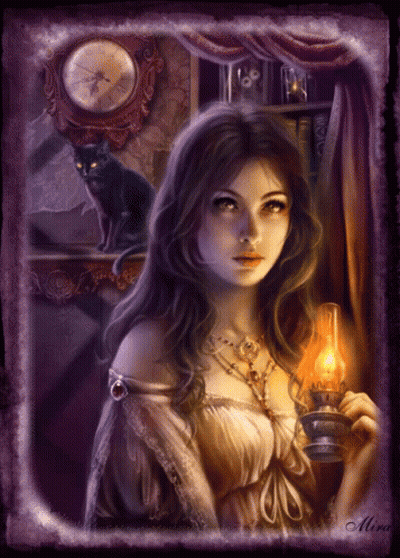 Woman Holding Lamp With Name Mira GIF