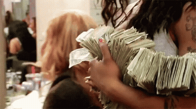 Woman Holding Large Pile Of Money GIF