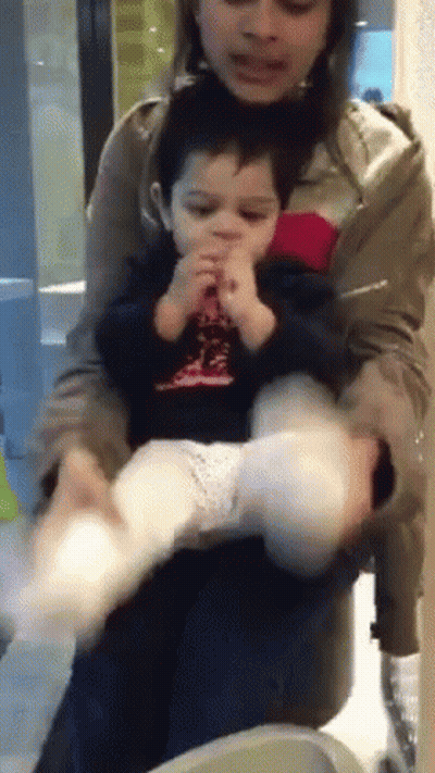 Woman Holding Little Boy Wearing I Love You Shirt GIF