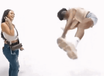 Woman Holding Man's Hand Laughing Woman GIF