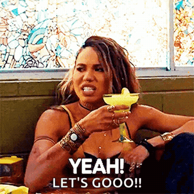 Woman Holding Margarita Saying Yeah Lets Go GIF