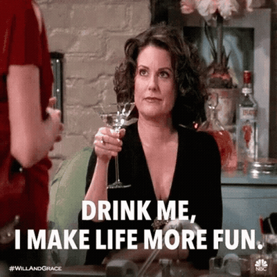 Woman Holding Martini Glass Saying Drink Me I Make Life More Fun GIF