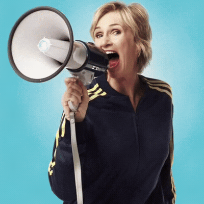 Woman Holding Megaphone Mouth Wide Open GIF