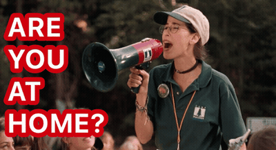 Woman Holding Megaphone Saying Are You At Home GIF